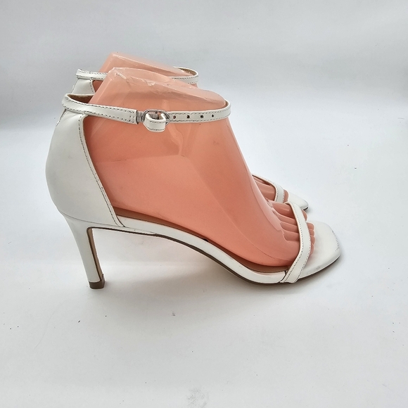 Stuart Weitzman Amelina White Leather Heeled Sandals Size 6 - Picture 9 of 16